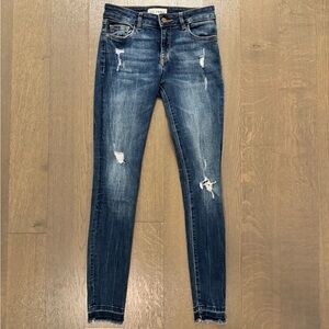 DL1961 Dark Blue Distressed Skinny Jeans